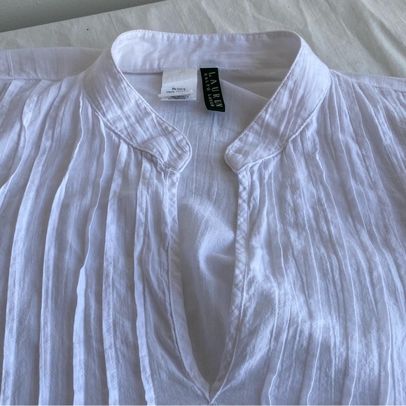 Lauren Ralph Lauren White Poet Boho Peasant Blouse Shirt Tunic Cover-up - Picture 10 of 11